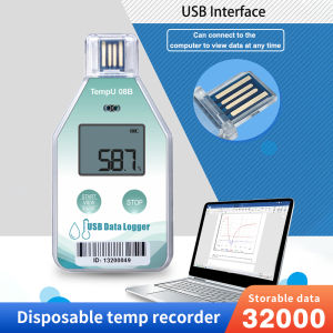 TempU08B Temperature & Humidity Data Logger IP67 Waterproof USB Temperature Recorder 32000 Sets Datalogger for Warehouse Storage