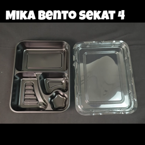 Mika Bento / Tray Box Bintang 4 Sekat KOKITA isi 25 Set (Wadah + Tutup) / Tempat Makan Plastik