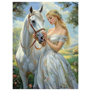 KAYOU | 5D DIY Diamond Painting Kit Princess White Horse Cross Stitch Art Full Drill Rhinestone Mosaic Wall Decor Craft Kit Home Gift