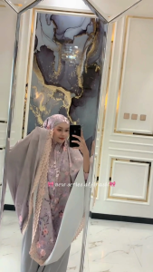 Mukena Dewasa Motip 2in1 Diora-Maxmara silk Alfira Jumbo luxury EDISI 2025