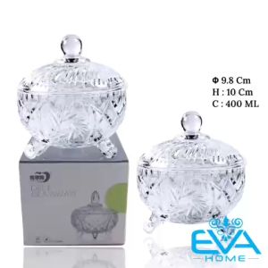 Thố Mứt Thuỷ Tinh Pha Lê 3 Chân Hoạ Tiết Hoa Văn Swan Phong Cách Royal Sang Trọng / Thố Mứt Tết TG2804 M750