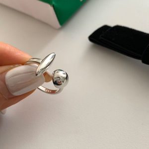 VENTFILLE Nhẫn Bạc 925 Vintage Charm 2 Lớp Hình Học Thiết Kế Móng Tay Nữ Thời Trang Dự Tiệc Phụ Kiện Trang Sức