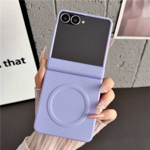 Kelapa | Luxury Leather Magnetic Wireless Charging Phone Case for Samsung Galaxy Z Flip 8 Shockproof Front Glass Screen Protector Cover