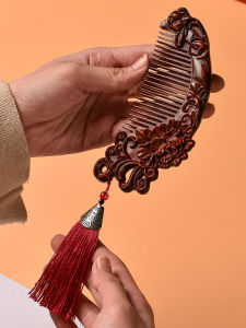 Ebony Ivory Comb Personal Hygiene Care Hair Brush Creative Gift for Girlfriend Best Friend Traditional Chinese Style Wealth Blossom