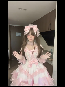 Cute Lolita Long Curly Double Ponytail Wig with Bangs Natural Wavy Anime Cosplay Wigs Soft Synthetic Lolita Wig Costume Hair