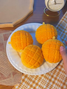 Crunchy Chewy MelonPan Squishy Toy - Soft Texture with Sound Effect
