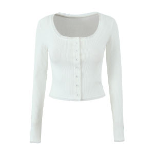 Romantic Ballet Lace Splice Square Collar Long Sleeve Knitted Cardigan Slim Fit Casual Style Button Detail All-Match Top