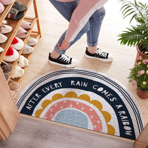 Cartoon Rainbow Semi-Circular Door Mat High Elastic Wear-Resistant Silk Circle Carpet Outdoor Entrance Mud Scraping Foot Pad