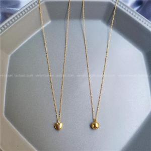 emas 916 original kalung love heart gold bead necklace simple women Korean temperament niche design collarbone chain fashion jewelry girl gift