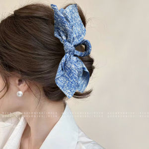 กิ๊บติดผมผ้าเดนิมขนาดใหญ่ สไตล์เกาหลี ประดับผมแบบผูกโบว์ผีเสื้อ กิ๊บติดผมแบบฉลาม กิ๊บติดผมแบบหนีบผมสำหรับผู้หญิง