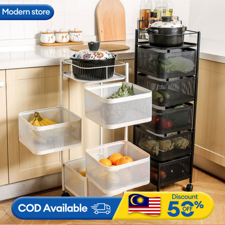 Portable Kitchen Rak Rak Dapur Rotating Trolley Rack Kitchen Rack Rotating Rack Spice Rack ...