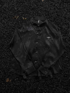 Loose Fit Long Sleeve Mens Shirt Dark Series Casual Style Wind Dragon Pattern Chinese Traditional Tang Costume Jacket Outerwear