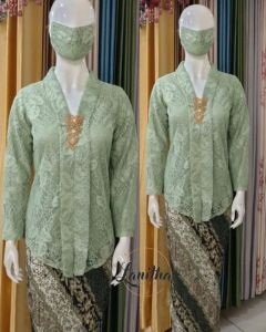 Kebaya Kartini Modern Set Kebaya Wisuda Elegant Mewah Kebaya Brokat Floy Lengan Panjang Setelan Kebaya Modern Wanita