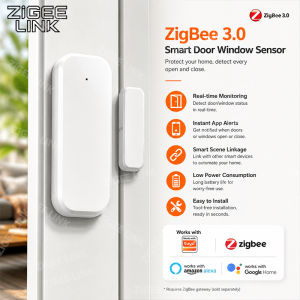 Zigbee Magnetic Contact Sensor Door Window Smart Anti-Theft Burglar Detector With APP Alert Notification Work With Alexa Google