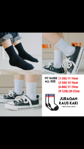 Kaos Kaki Sekolah Anak Panjang Polos Putih Hitam Katun Tebal