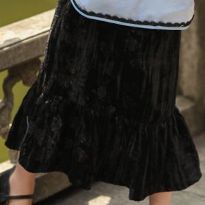 Red Festive Girls Cheongsam Hanfu Set Autumn Winter Childrens Traditional Costume Girls Flag Dress National Style Clothing