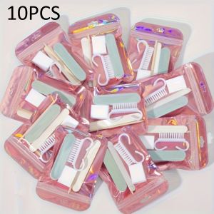 Nail Art Kit 10-piece set 5 pieces per pack mini nail file and dead skin pusher set two-sided nail file wooden dead skin