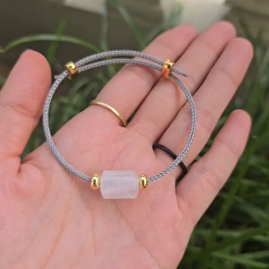 Q2013 Vòng lu thống Thạch Anh Trắng thể băng dây cáp cho Kim và Thuỷ - Phong Thuỷ TUDO P