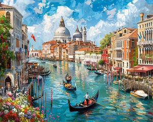 DIY Paint By Numbers City River Building Digital Oil Painting Landscape Drawing By Numbers Paint Adults Kit 