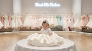 Váy Bé Gái Đính hạt Tay và Cổ dễ thương hot trend - Váy Công Chúa hàng Thiết Kế Cao Cấp Thanh Nhi Fashion TN233006