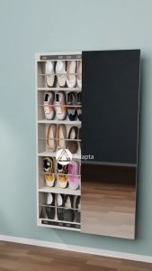 Adapta - Standing Mirror Rak Sepatu Dinding Minimalis - Lemari Rak Sepatu Tempel Gantung Cermin Full Body