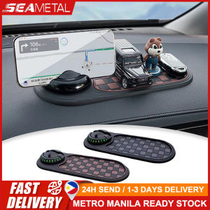 SEAMETAL 2 in 1 Dashboard Anti Slip Mat with Phone Mount 360-Degree Rotation Car Phone Holder Non-Slip Adhesive Mat Car Interior Accessories