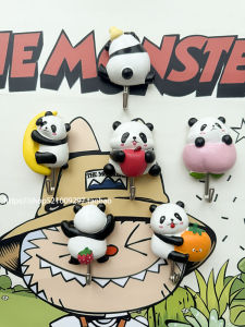 Adorable Fruit Panda No-Drill Strong Adhesive Clothes Hook for Dormitory Door Creative Storage Organizer Resin Hooks for Home