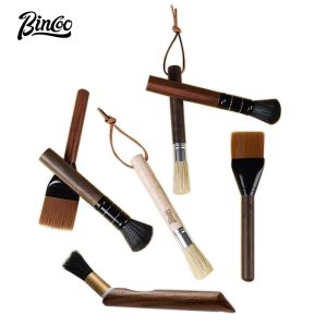 BINCOO Coffee Bar Walnut Brush Cleanning Italian Style Coffee Powder Brush for Home