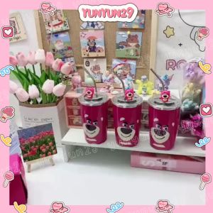 (Tặng túi đựng ly sticker Lotso 2D sticker 3D) Ly giữ nhiệt gấu dâu lotso dung tích 420ml chất liệu inox SUS304 có kèm ống hút TP05 yunyun29