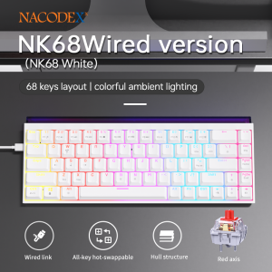 AJAZZ | New Ajazz Nacodex Nk68 Mechanical Keyboard Terrain Keycap Rgb Light Bar 68-Key Wired Gaming Office Wired Connect Keyboard
