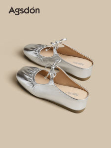 Agsdon | Silver Slip-On Sandals for Women Thick Sole Heel Increase