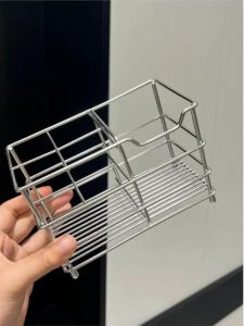 SanShan Stainless Steel Toothbrush Holder Bathroom Cosmetic Storage Rack Desktop Washing Basin Drainage Toothbrush Basket