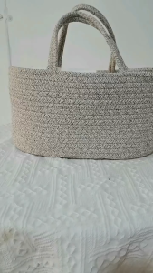 Cotton rope diaper bag with removable divider wire basket for baby drool bibs bottle storage basket and household storage basket Cotton Rope Woven Diaper Caddy Modern Minimalist Tote-style Storage Basket for Baby Diapers Bottles Toys & Essentials