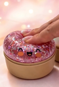 17 MILE 2Pcs Simulation Dumpling Squishy Toy Glitter Design With Steamer Sensory Toy For Kids & Adults