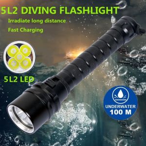 5L2 LED Diving Flashlight Torch 200M Underwater Waterproof Rechargeable T6 Flashlight Scuba Diving