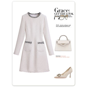 Elegant Black Mini Dress Womens Autumn Winter New Style Personality Small French Style Dress High Waist A-Line Skirt