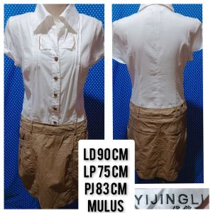 DRESS LENGAN PENDEK PUTIH(YIJINGLI) 212
