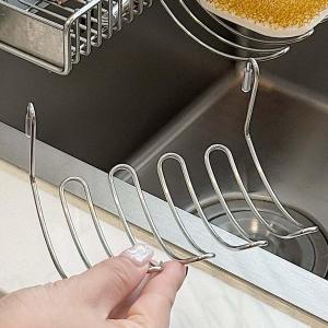 2Pcs Cleaning Sponge Storage Rack Soap Dish Drain Basket Small Hanging Rack Stainless Steel Kitchen Organizer