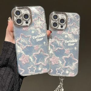 เคสโทรศัพท์ IMD ดาวกระพริบลายเลนส์ในตัวสำหรับ iPhone 11 12 13 14 15 16 Series