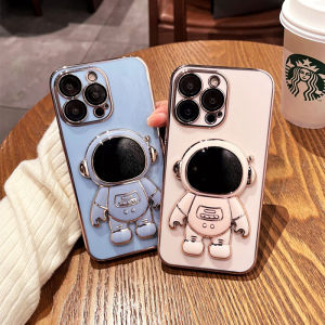 Casing Ponsel untuk OPPO A36 A76 A96 A38 A18 A2x A57 A77 2022 A57s A57e A58 A58x A78 A1X 5G Case pola kartun astronot HP dudukan telepon lipat Casing ponsel penutup lensa penuh kesing pelindung silikon lembut Softcase