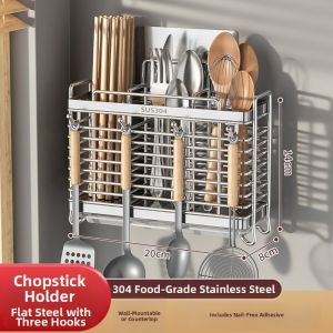 Stainless Steel Wall-Mounted Utensil Organizer