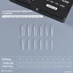 510 Chiếc Móng Tay Giả Acrylic Gel Hình Thang Trong Suốt Kiểu Dáng Mảnh Thẳng Kiểu Pháp Tự Làm