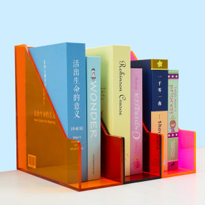 Acrylic A4 Document Holder File Box Folder Organizer Colorful Creative Student Book Storage Rack Multi-Functional Book Stand Desk Organizer