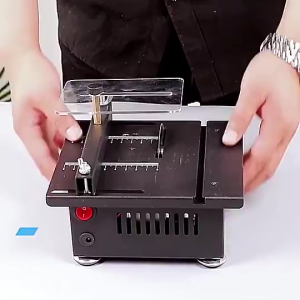 DEKES Table Saw Mini Desktop Electric Saw Cutter Speed Angle Adjustable Cutter for Wood Plastic Acrylic