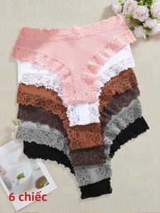 6 Chiếc Nữ Ren Cotton Brasil Quần Lót Thấp Eo Co Giãn Bikini T-Back Bộ Đồ Lót Nữ Quần Lót S-XL