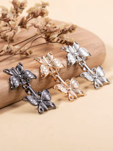 Metal Butterfly Button National Style Button Chinese Style Han Chinese Clothing Chinese Ancient Style Buckle Cheongsam Snap Fastener Cloud Shoulder a Pair of Buckles Buckle