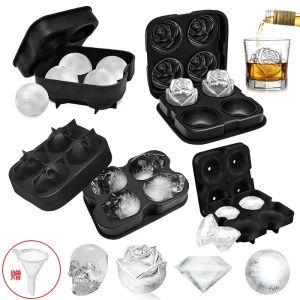 Tray Easy to Take Out Suitable for Whiskey Party Supplies Silicone 3D Balls Skull Diamond Shaped Ice Mold Reusable Ice Cube Mold