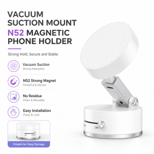 Mini Vacuum Double Side Magnetic Suction Cup Holder Foldable Kitchen Lazy Phone Bracket  For iPhone Android Smartphone
