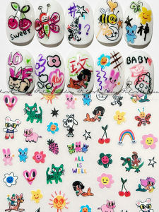 Cute Animal Short Nail Art Stickers Timiko Brand Nail Art Decals Chinese Origin Fun Cartoon Design Perfect for DIY Manicure