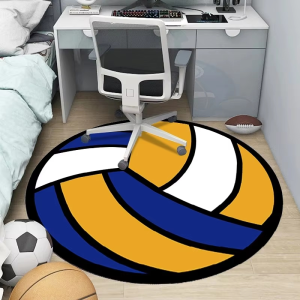 VIKAMA Sports Soccer Ball Round Circular Rug Classic Football Pattern Floor Mat For Boys Playroom Bedroom Kid Space Home Decor